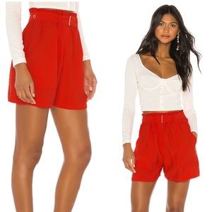 Sabina Musáyev Red Hope Paper Bag Belted Shorts Sm